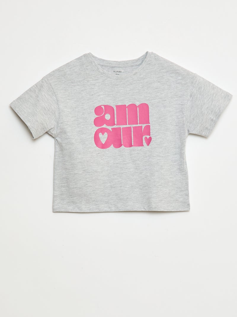 Camiseta estampada de algodón Gris - Kiabi