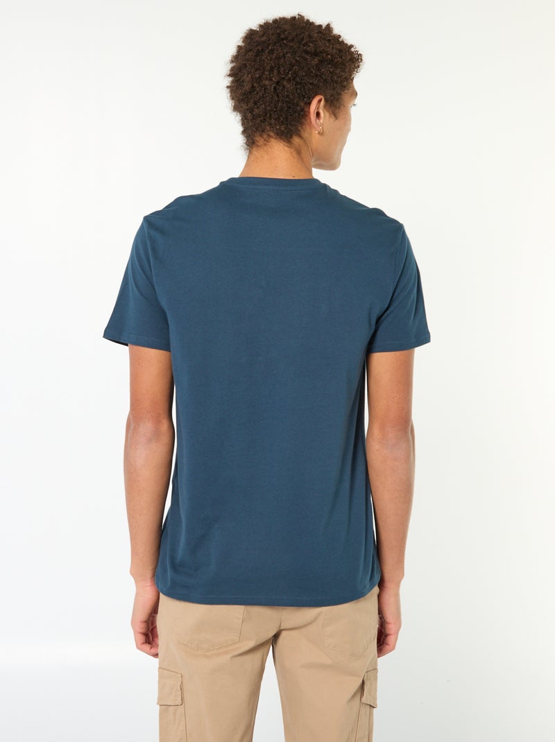 Camiseta estampada de algodón liso Azul - Kiabi