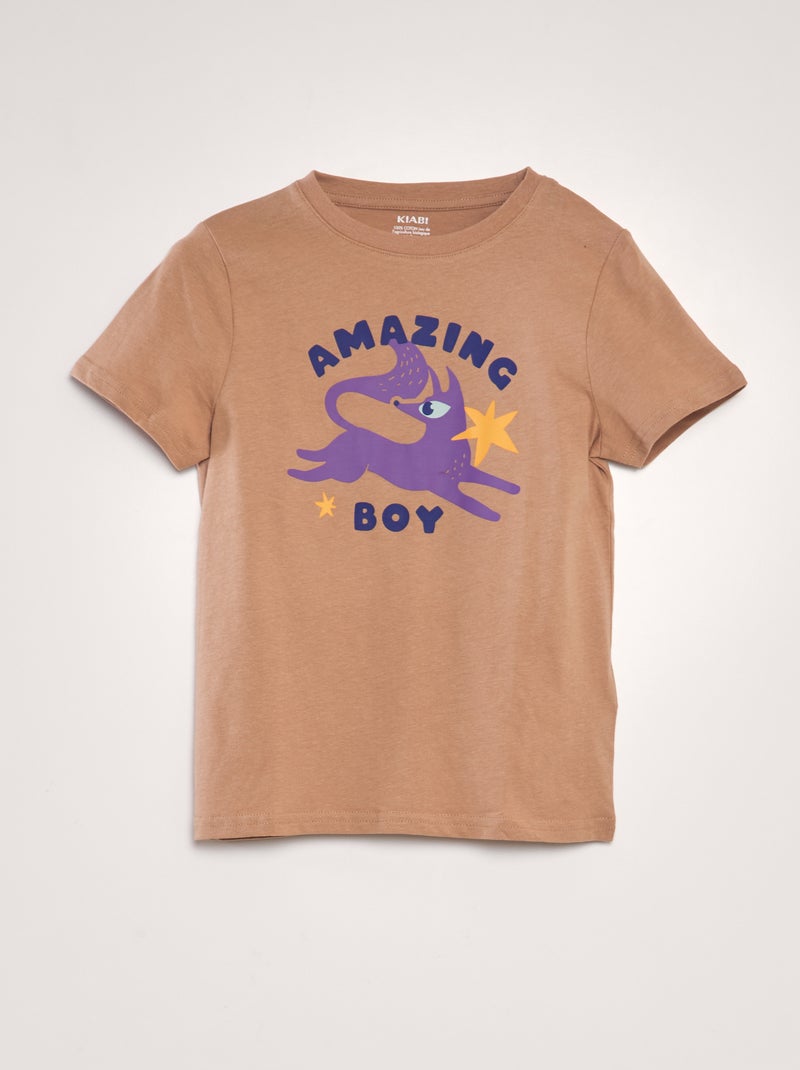 Camiseta estampada de algodón MARRON - Kiabi