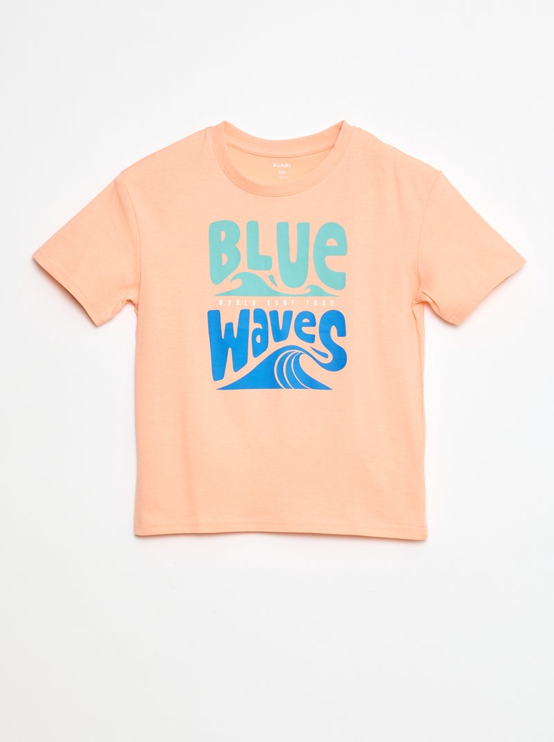 Camiseta estampada de algodón Naranja - Kiabi