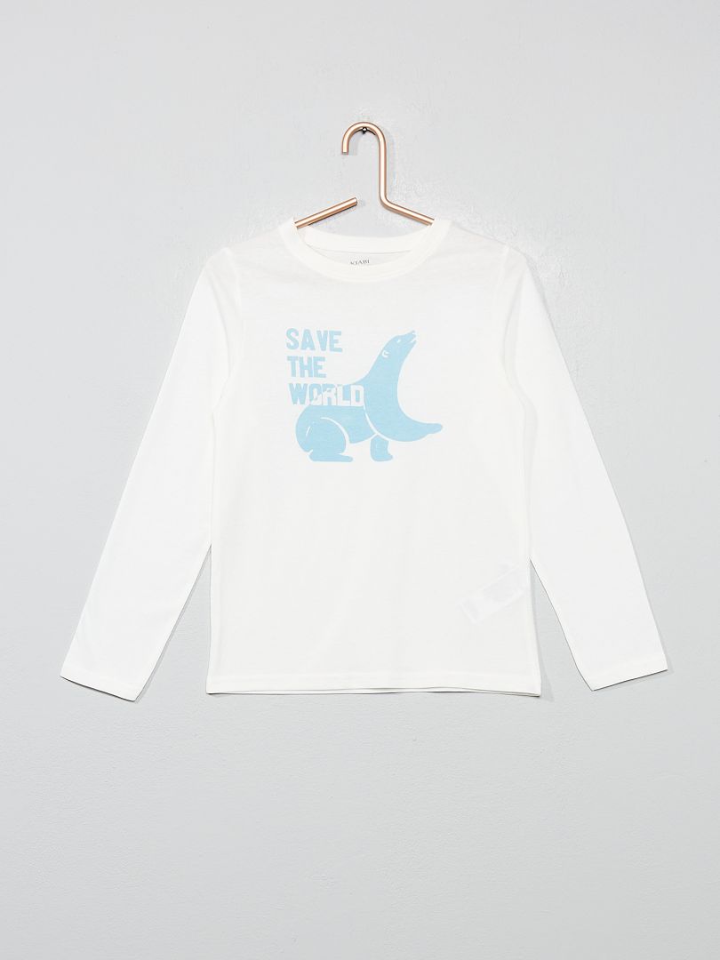 Camiseta estampada de algodón orgánico BLANCO - Kiabi