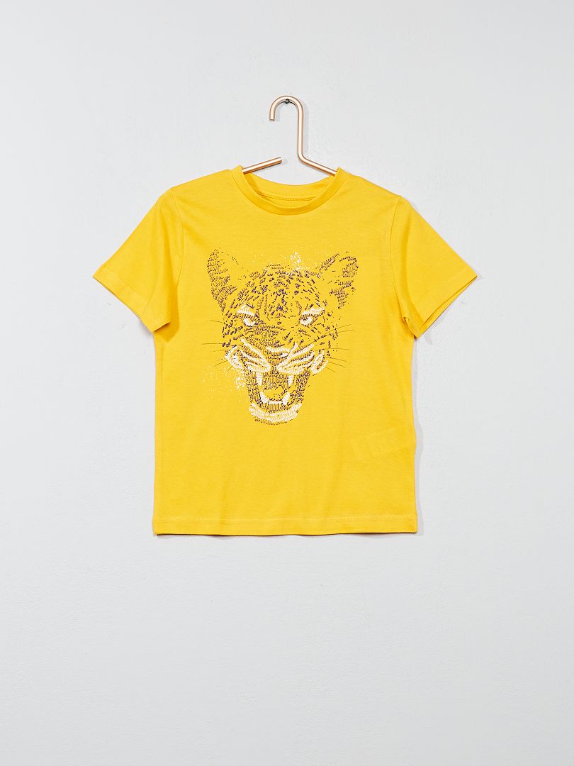 Camiseta estampada de algodón puro AMARILLO - Kiabi