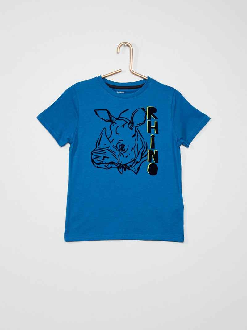 Camiseta estampada de algodón puro AZUL - Kiabi
