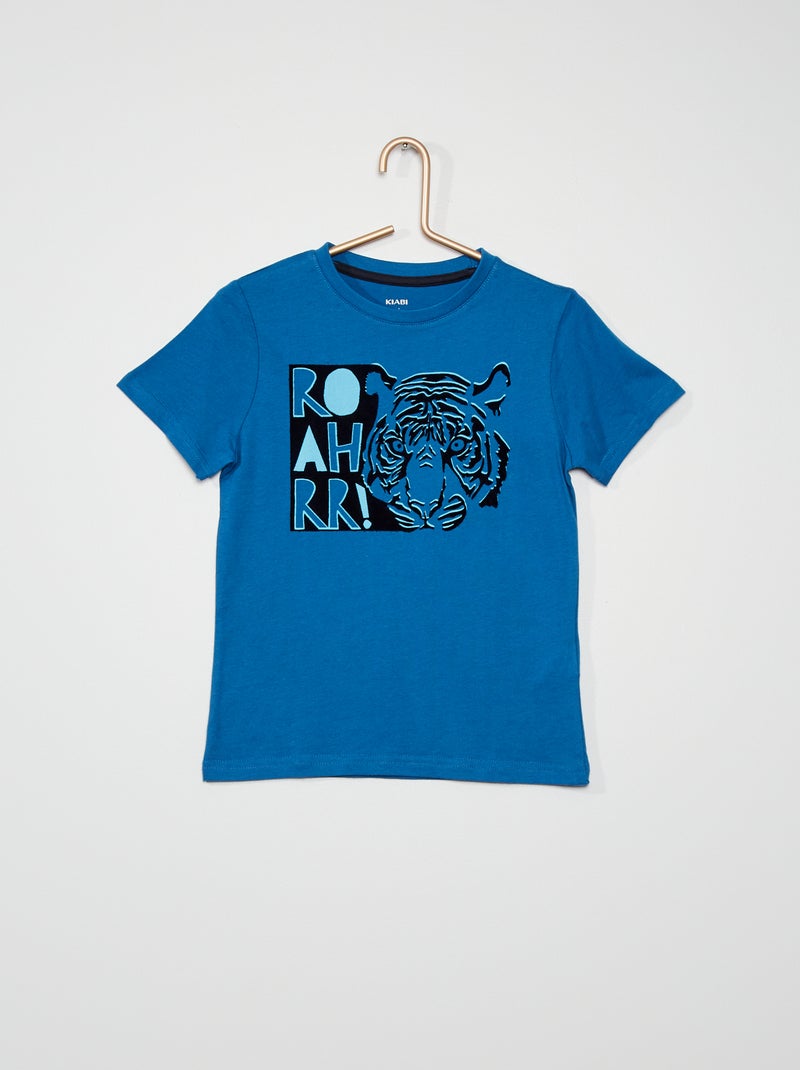 Camiseta estampada de algodón puro AZUL - Kiabi