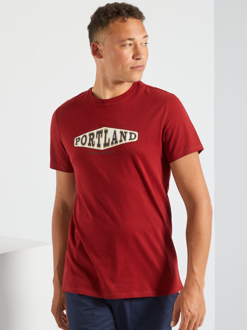 Camiseta estampada de algodón puro AZUL - Kiabi