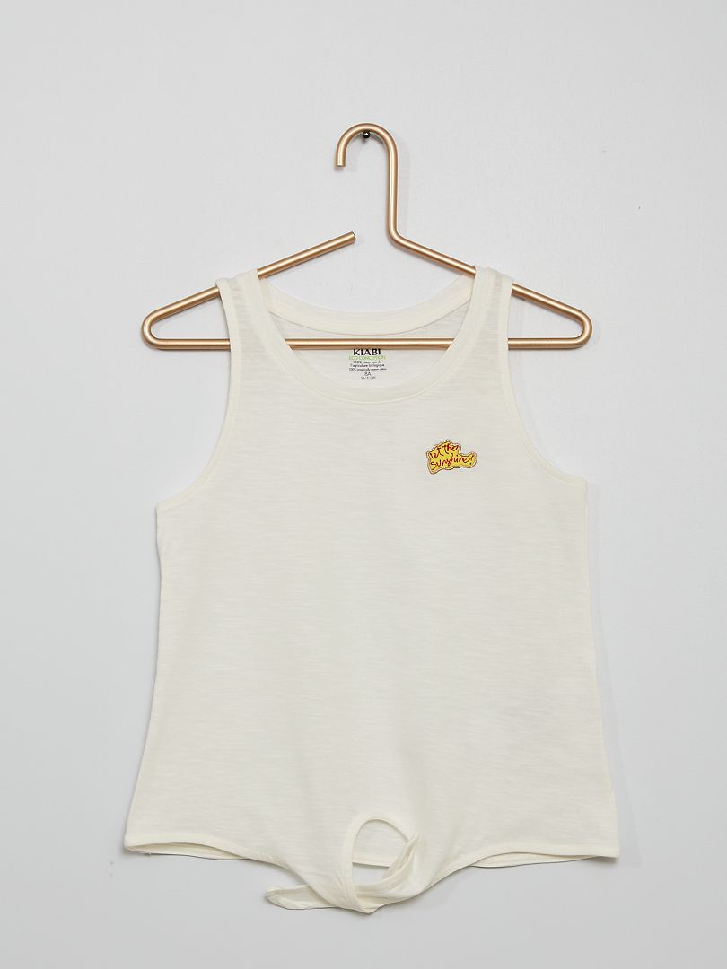 Camiseta estampada de algodón sin mangas BLANCO - Kiabi