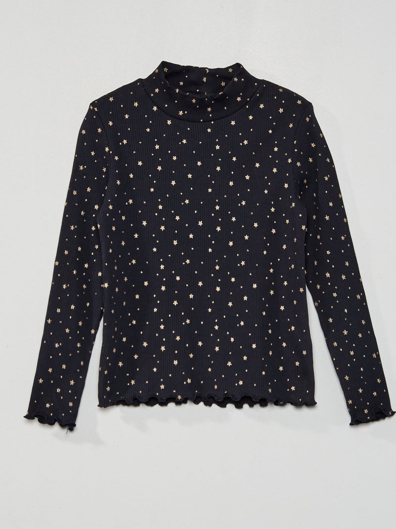 Camiseta estampada de cuello alto AZUL - Kiabi
