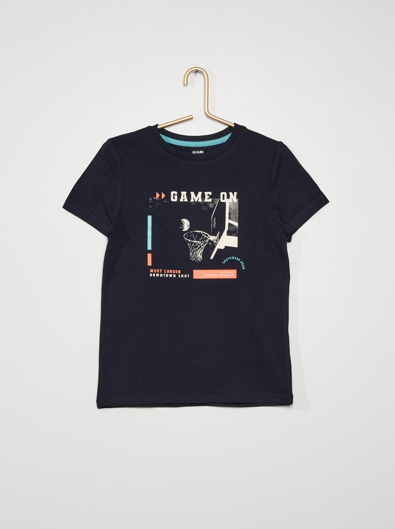 Camiseta estampada de cuello redondo AZUL - Kiabi