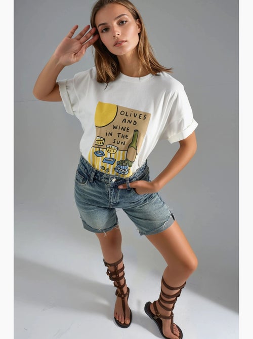 Camiseta estampada de cuello redondo de gran tamaño hiccup - Kiabi Camiseta estampada de cuello redondo de gran tamaño hiccup - Kiabi