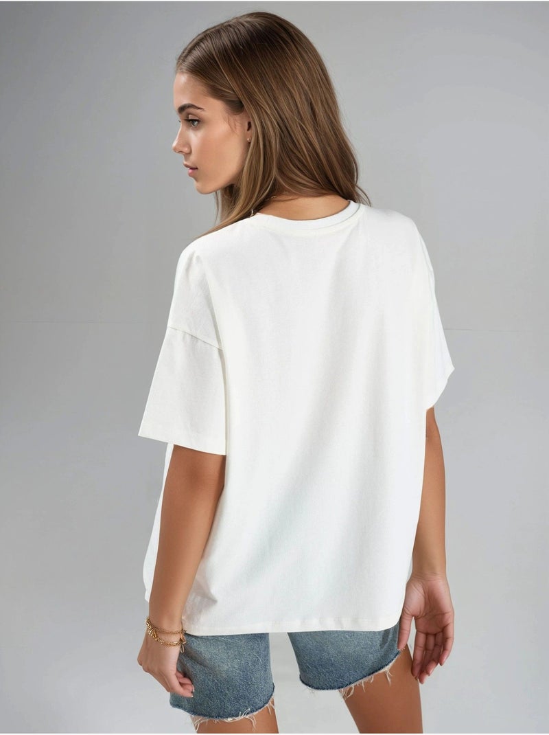 Camiseta estampada de cuello redondo de gran tamaño hiccup Blanco - Kiabi