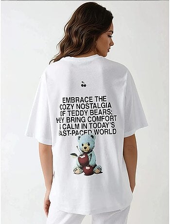 Camiseta estampada de cuello redondo de gran tamaño hiccup