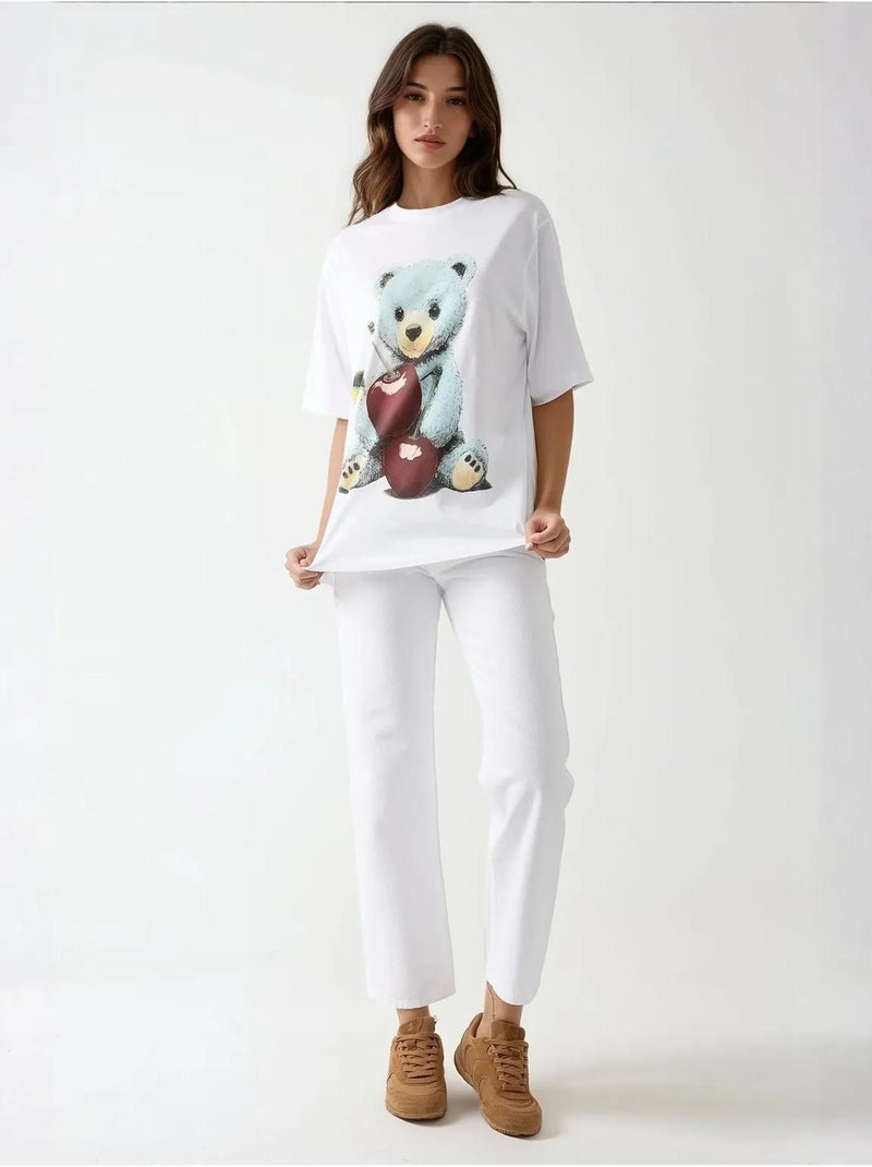 Camiseta estampada de cuello redondo de gran tamaño hiccup Blanco - Kiabi