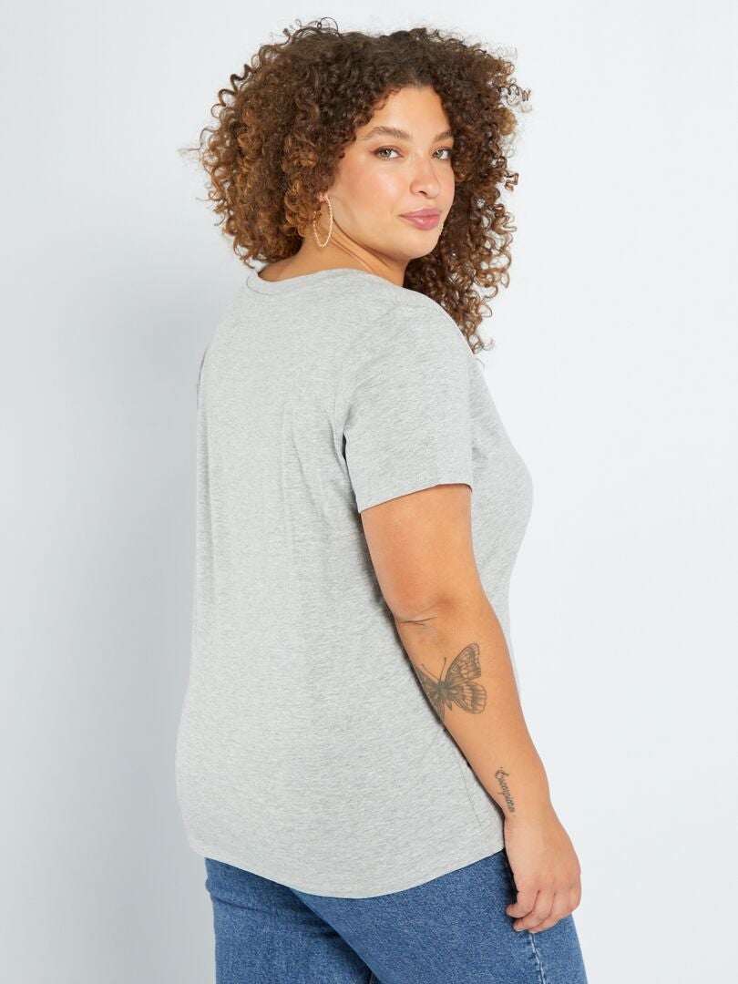 Camiseta estampada de cuello redondo GRIS - Kiabi