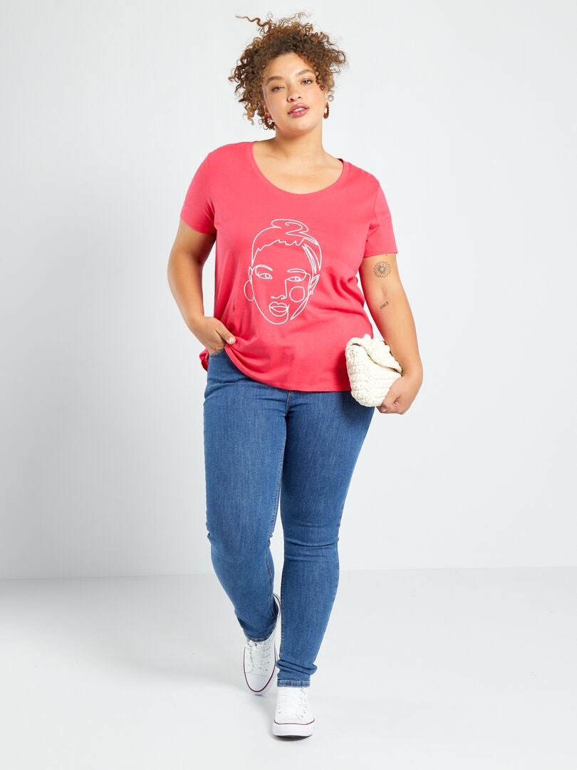 Camiseta estampada de cuello redondo ROSA - Kiabi