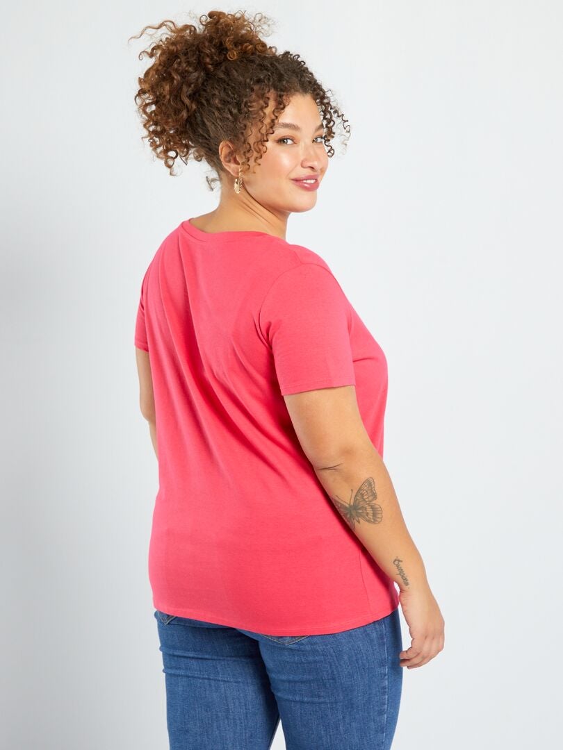 Camiseta estampada de cuello redondo ROSA - Kiabi
