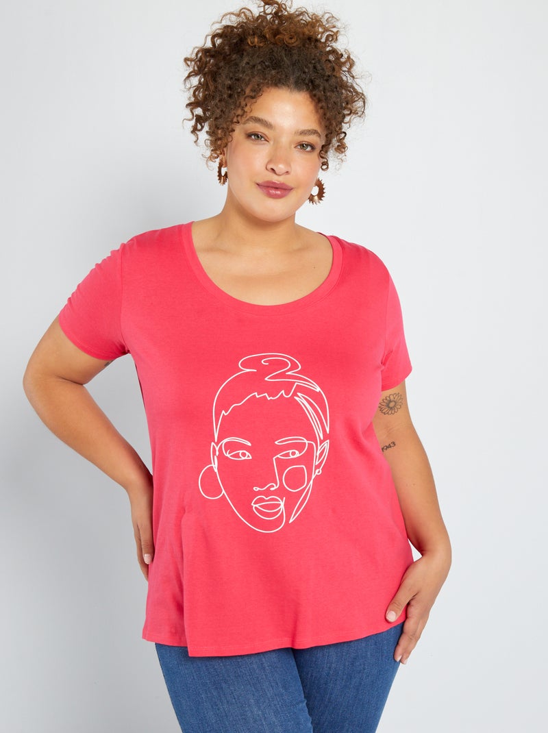 Camiseta estampada de cuello redondo ROSA - Kiabi