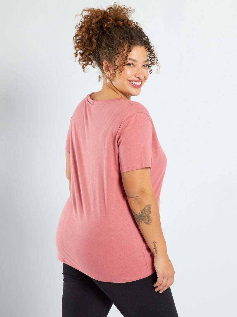 Camiseta estampada de cuello redondo ROSA - Kiabi