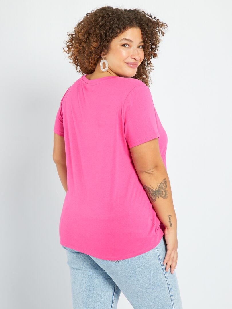 Camiseta estampada de cuello redondo ROSA - Kiabi