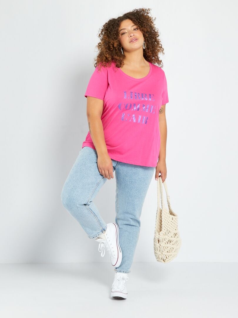 Camiseta estampada de cuello redondo ROSA - Kiabi