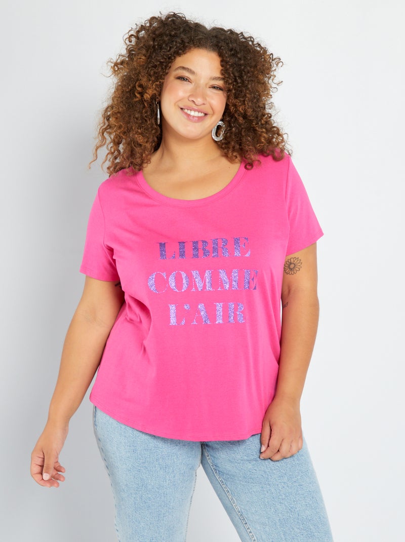 Camiseta estampada de cuello redondo ROSA - Kiabi
