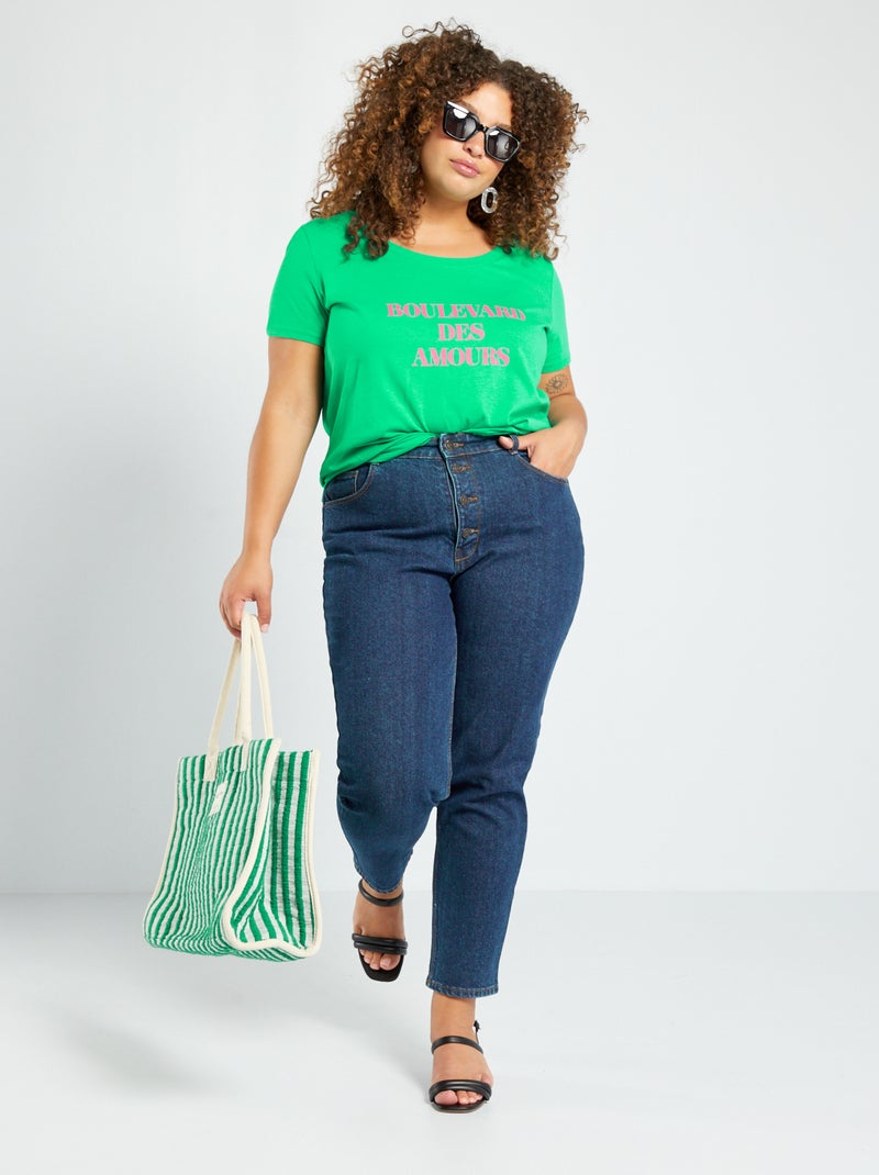 Camiseta estampada de cuello redondo VERDE - Kiabi