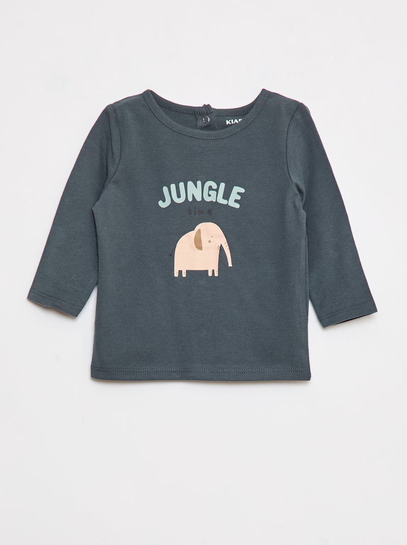 Camiseta estampada de dinosaurio Gris - Kiabi