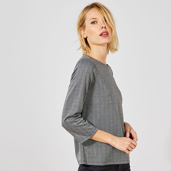 Camiseta estampada 'príncipe de Gales' Mujer talla 34 a 48 Camiseta estampada 'príncipe de Gales' Mujer talla 34 a 48