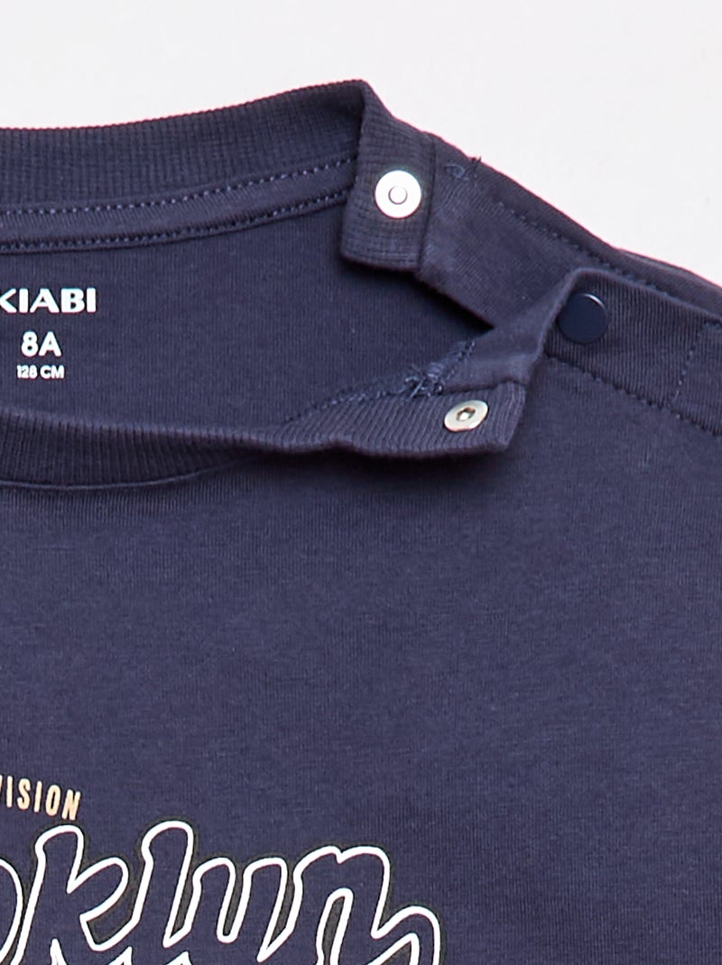 Camiseta estampada de manga corta - Colección fácil de poner Azul - Kiabi