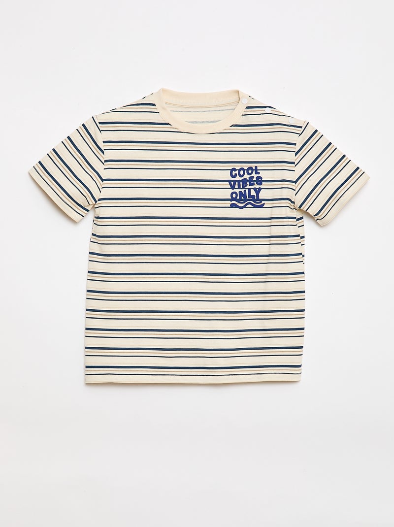 Camiseta estampada de manga corta - Colección fácil de poner Beige - Kiabi