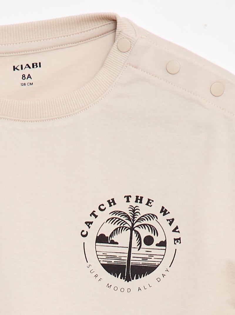 Camiseta estampada de manga corta - Colección fácil de poner Beige - Kiabi