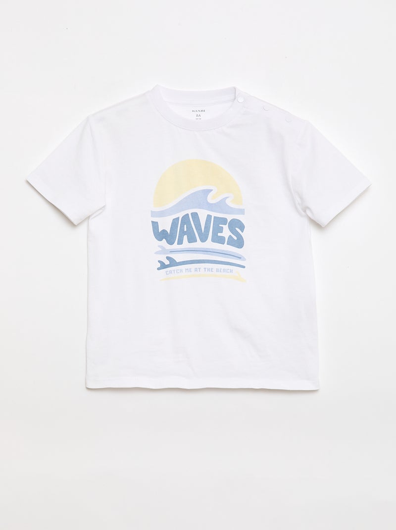 Camiseta estampada de manga corta - Colección fácil de poner Blanco - Kiabi