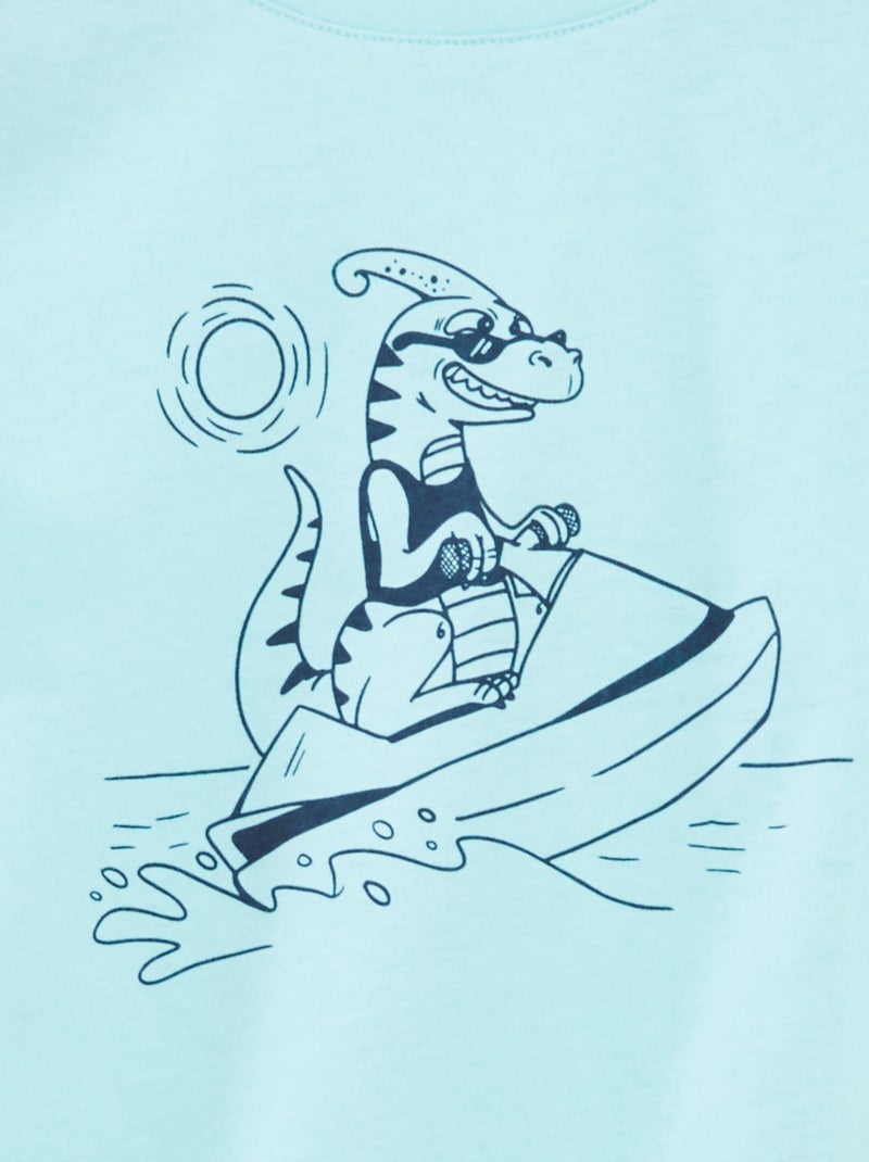 Camiseta estampada de manga corta AZUL - Kiabi