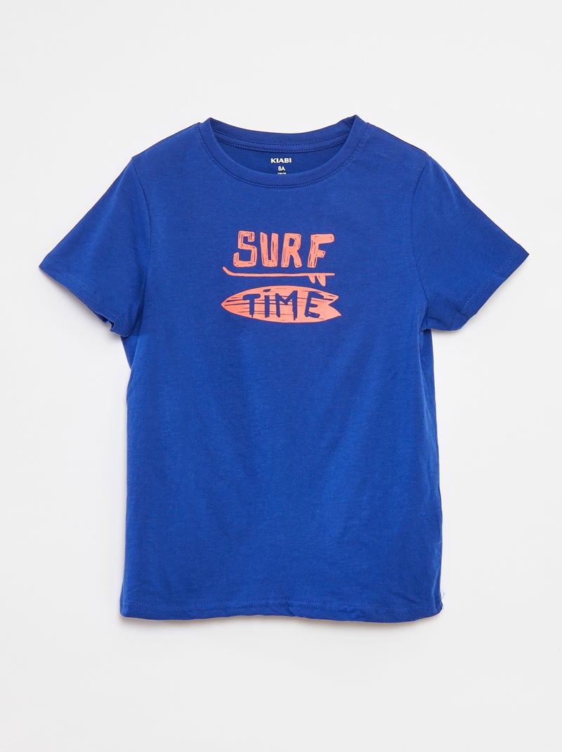 Camiseta estampada de manga corta Azul - Kiabi
