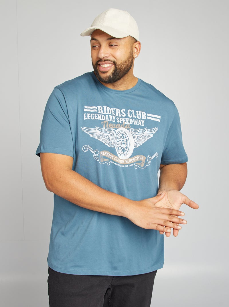 Camiseta estampada de manga corta AZUL - Kiabi