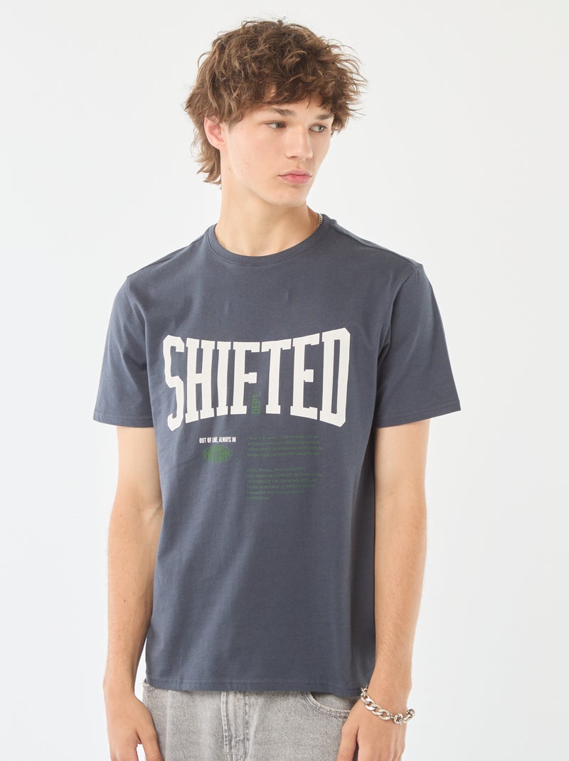 Camiseta estampada de manga corta Azul - Kiabi