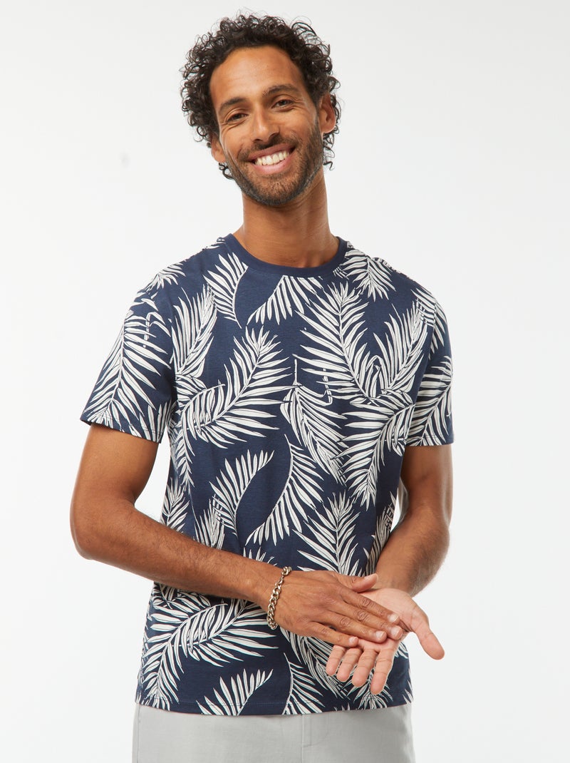 Camiseta estampada de manga corta Azul - Kiabi