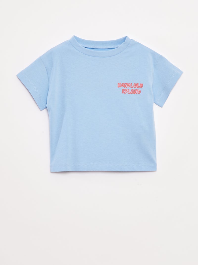 Camiseta estampada de manga corta Azul - Kiabi