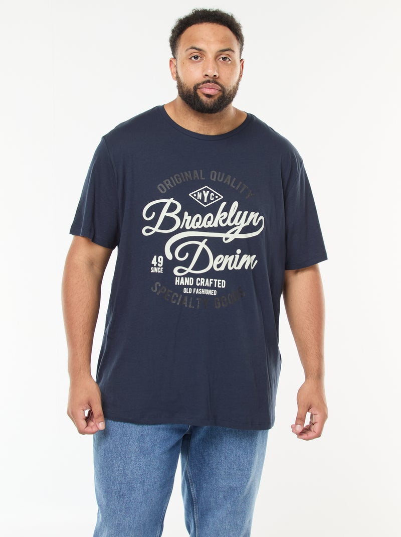 Camiseta estampada de manga corta Azul - Kiabi