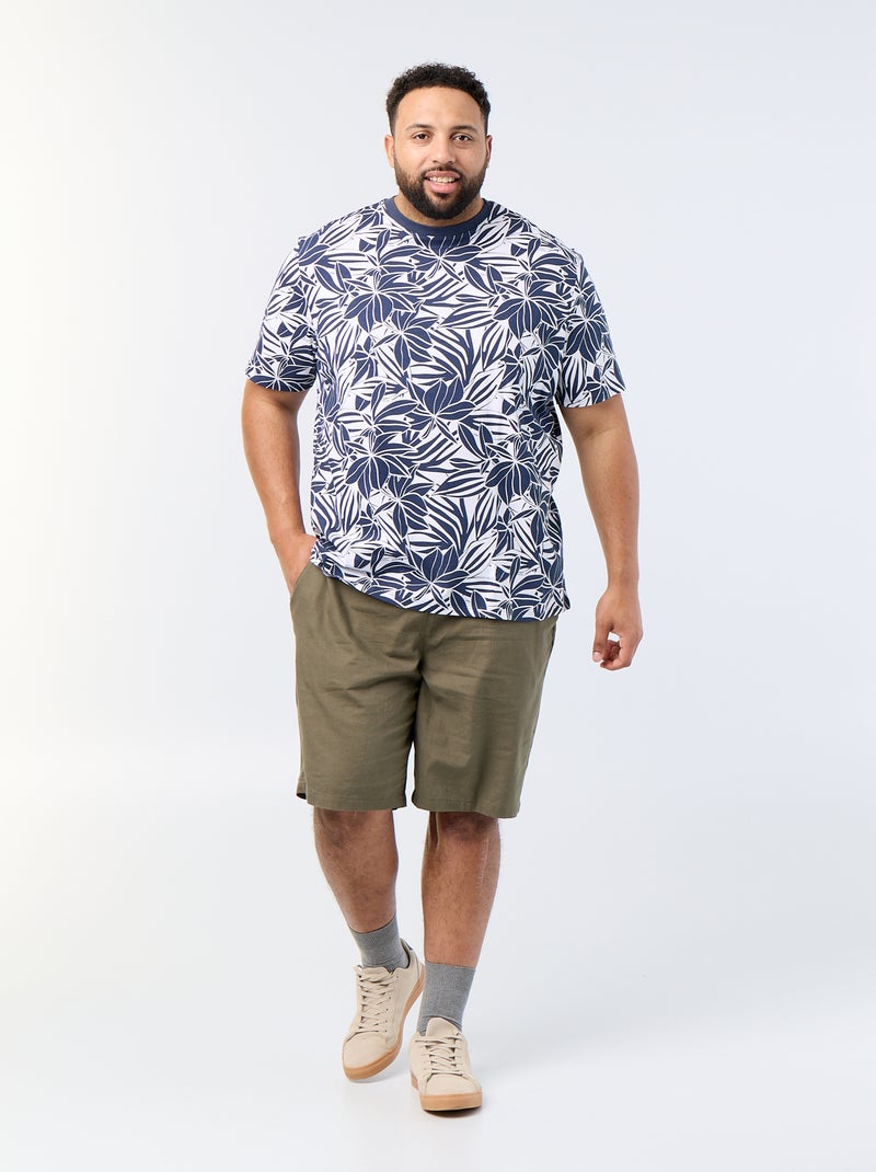 Camiseta estampada de manga corta Azul - Kiabi