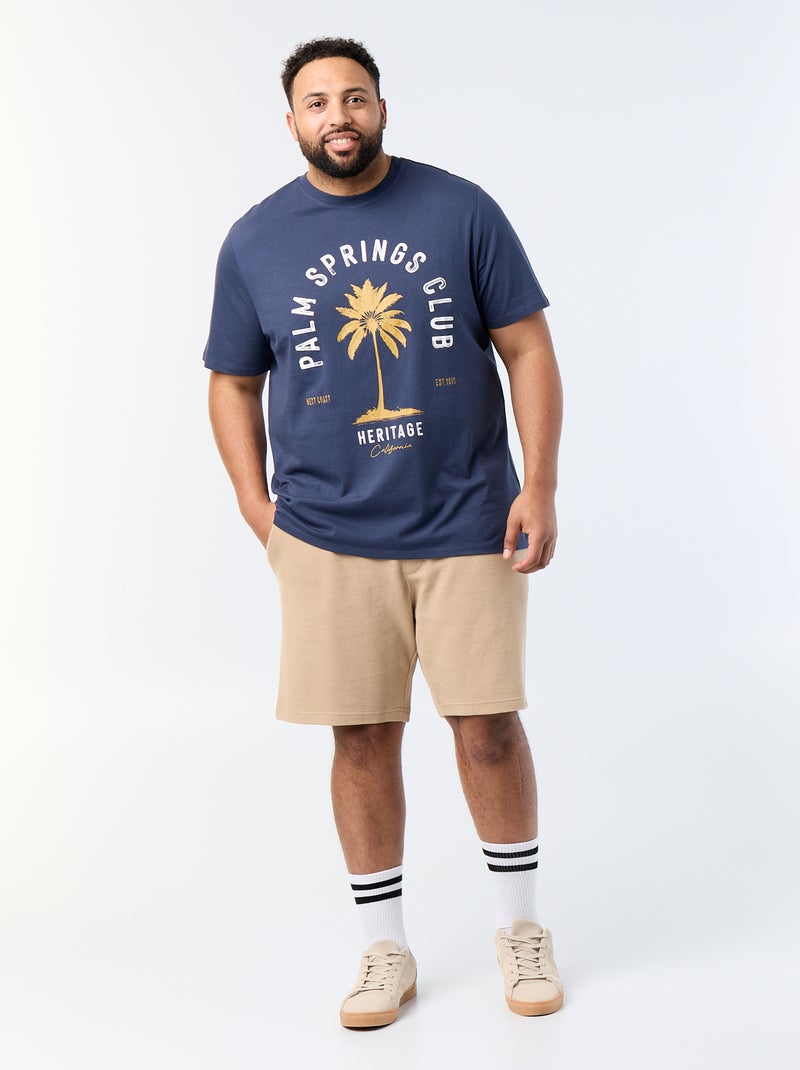 Camiseta estampada de manga corta Azul - Kiabi