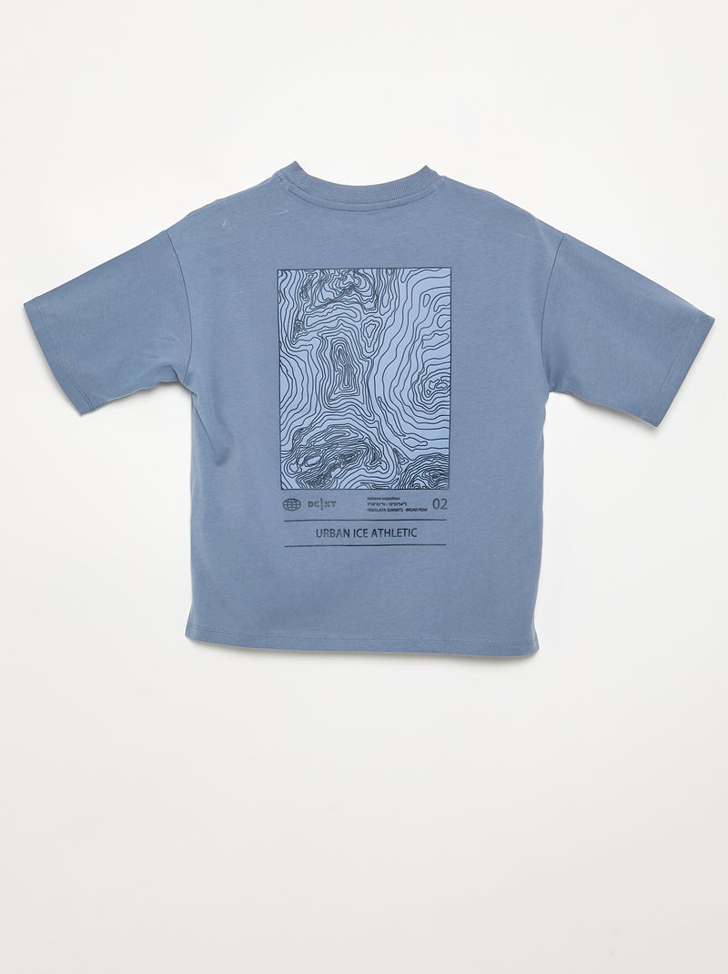 Camiseta estampada de manga corta Azul - Kiabi