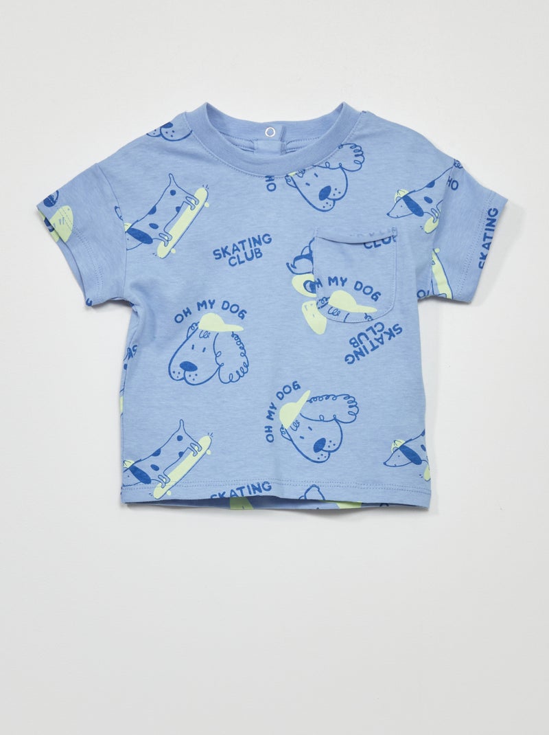 Camiseta estampada de manga corta AZUL - Kiabi