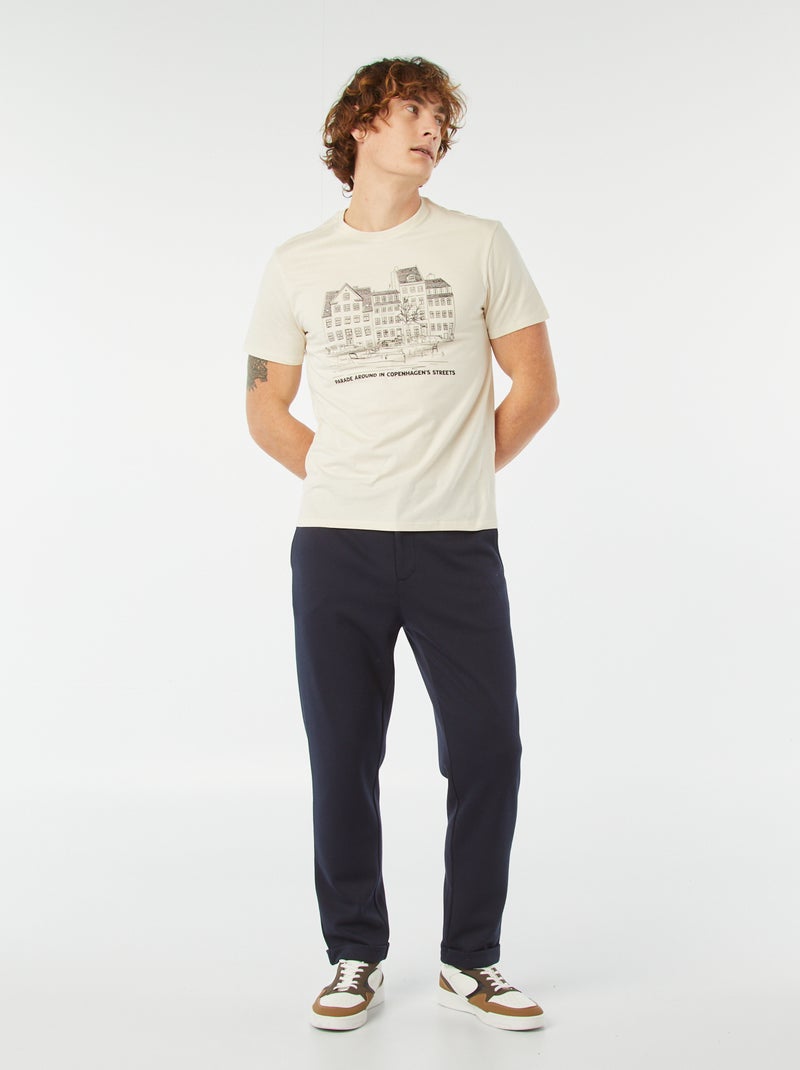 Camiseta estampada de manga corta BEIGE - Kiabi