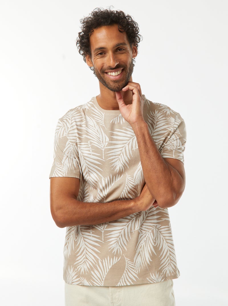 Camiseta estampada de manga corta Beige - Kiabi