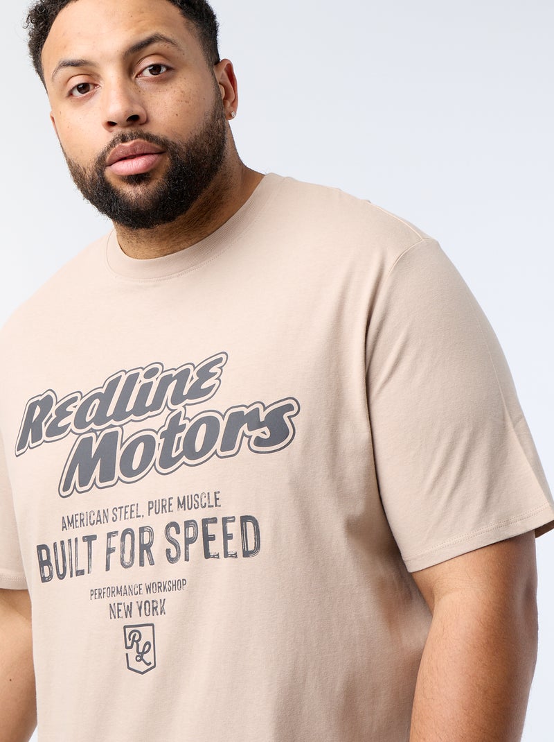 Camiseta estampada de manga corta Beige - Kiabi