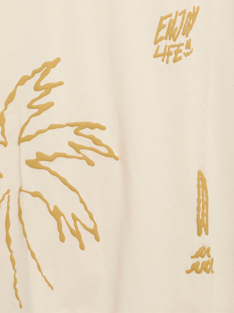 Camiseta estampada de manga corta Beige - Kiabi