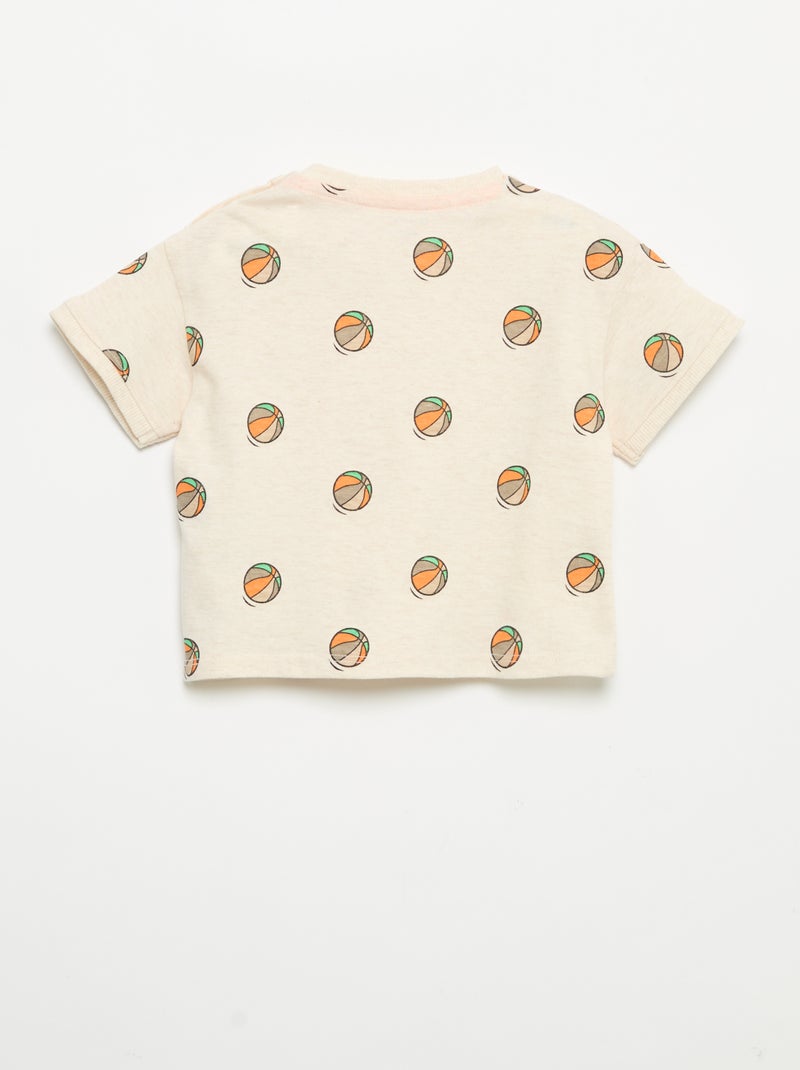 Camiseta estampada de manga corta Beige - Kiabi