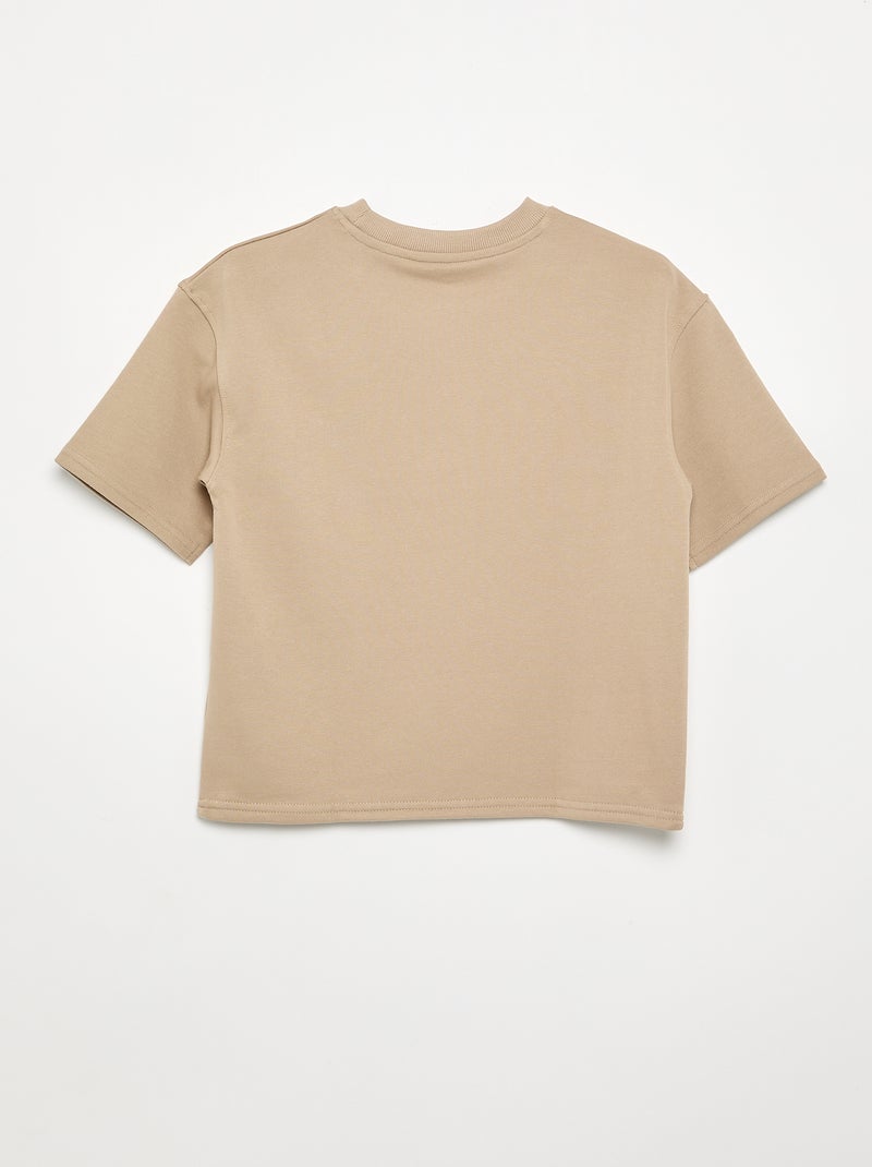 Camiseta estampada de manga corta Beige - Kiabi