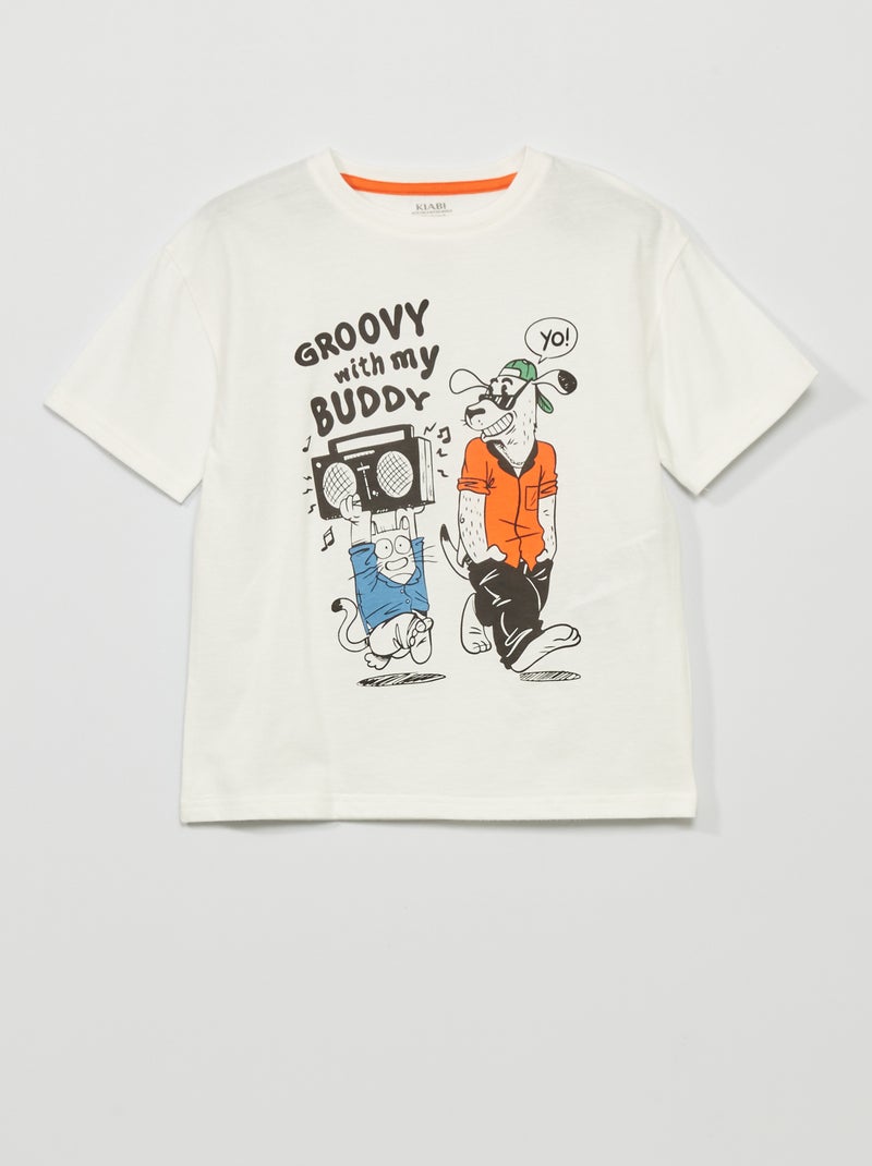 Camiseta estampada de manga corta BLANCO - Kiabi