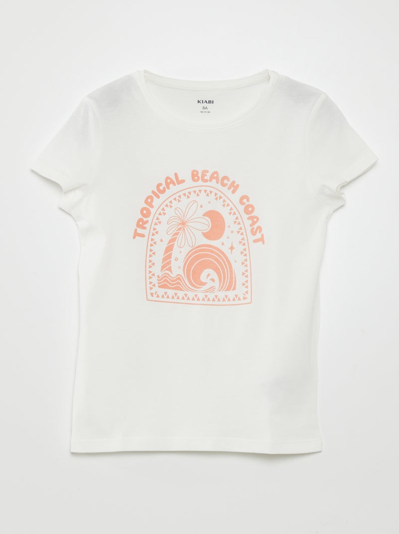 Camiseta estampada de manga corta BLANCO - Kiabi